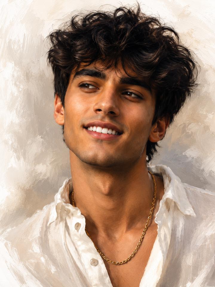 ✨ Joyful Oil-Paint Portrait — AI image prompt example