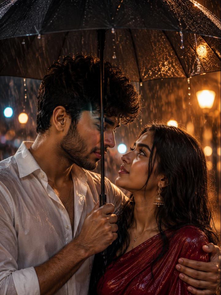 🌧️ Monsoon Love Story — AI image prompt example