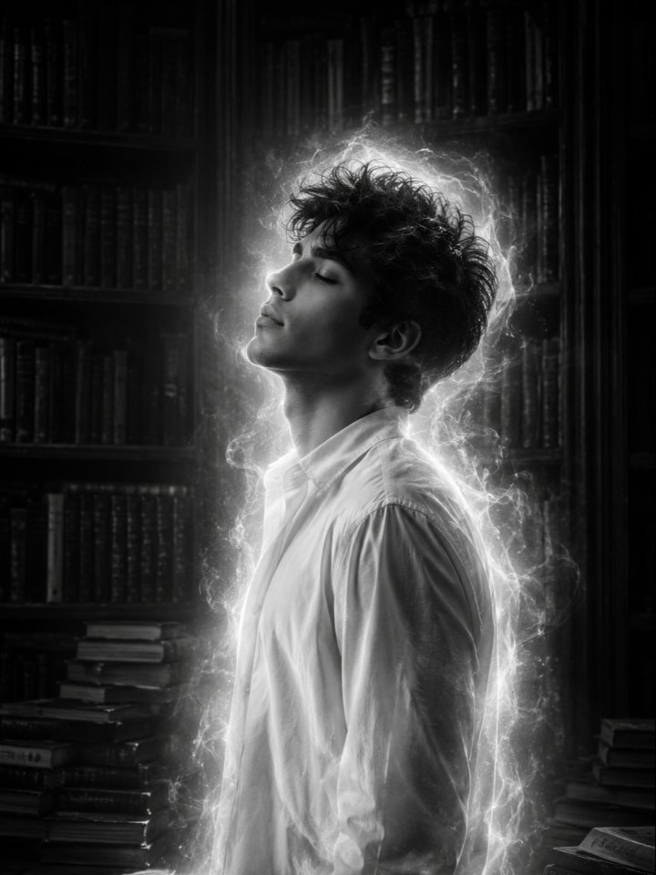Soulbound in the Silent Library — AI image prompt example