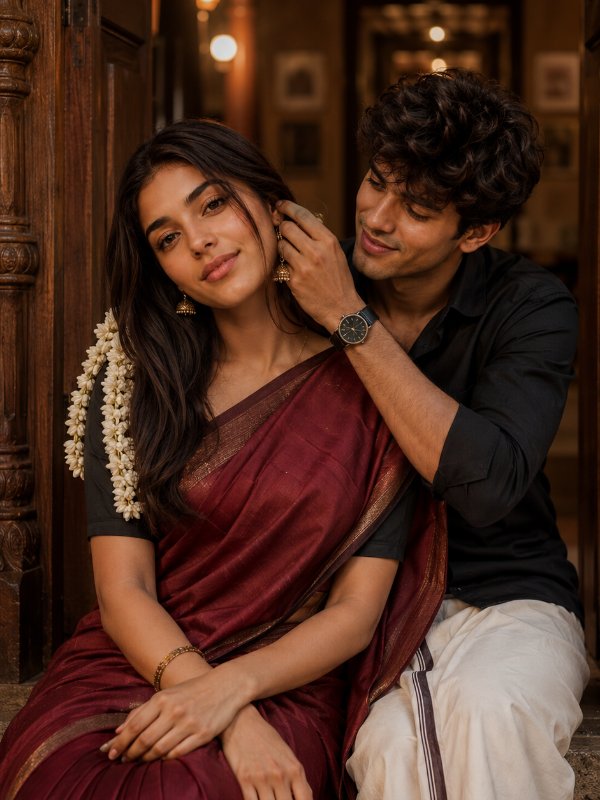 Timeless South Indian Love Story — AI image prompt example