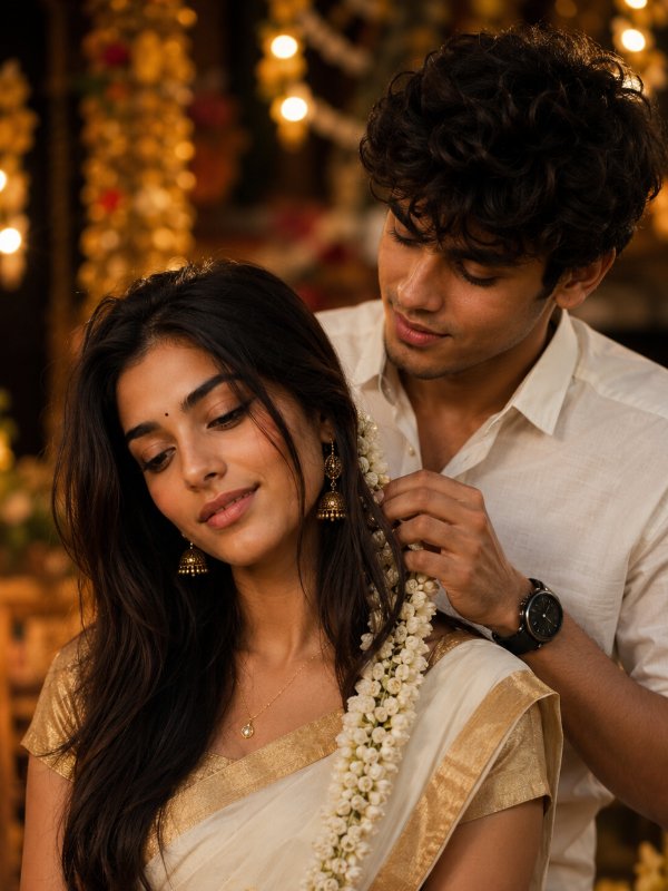 Golden Jasmine Love Story — AI image prompt example