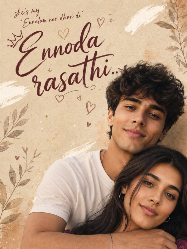 💜 Ennoda Rasathi Romantic Tamil Poster — AI image prompt example