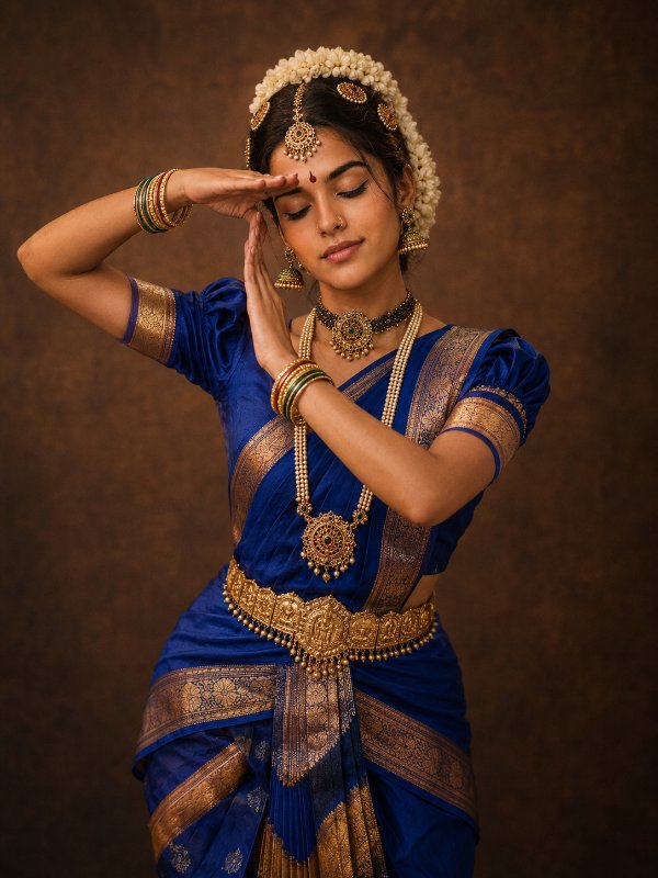 Bharatanatyam Royal Grace Portrait — AI image prompt example