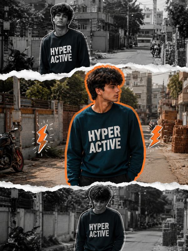 Urban Hyper Active Torn-Paper Portrait Collage — AI image prompt example