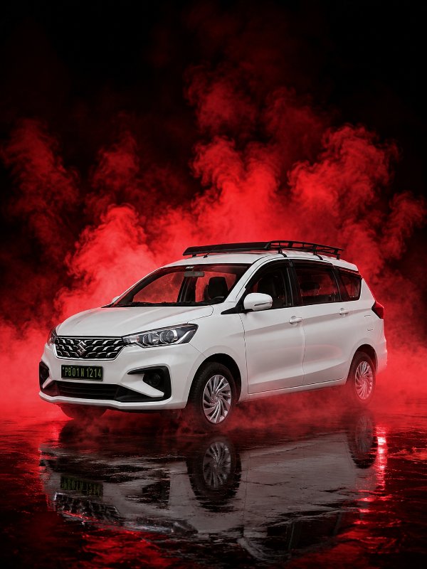 Cinematic Red Smoke Car Poster — AI image prompt example