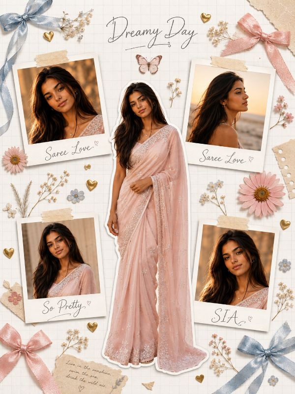 Dreamy Saree Scrapbook Collage — AI image prompt example