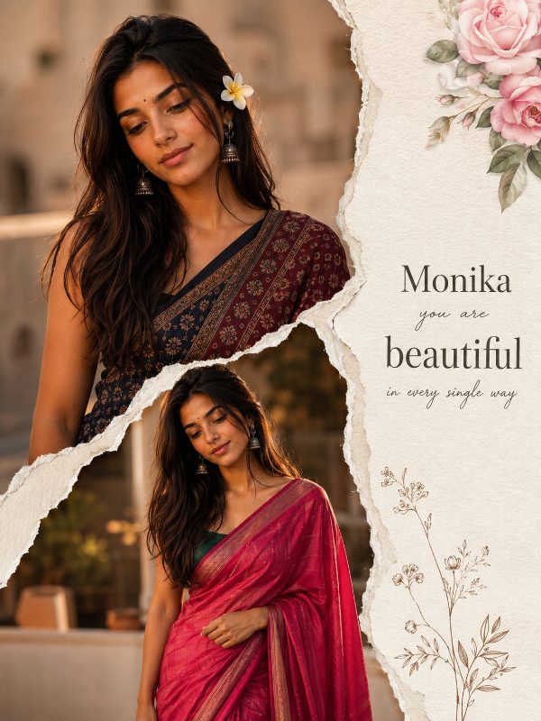 Elegant Torn Paper Saree Portrait — AI image prompt example