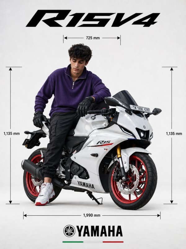 šļø Yamaha R15 V4 Specification Poster ā AI image prompt example generated with this prompt