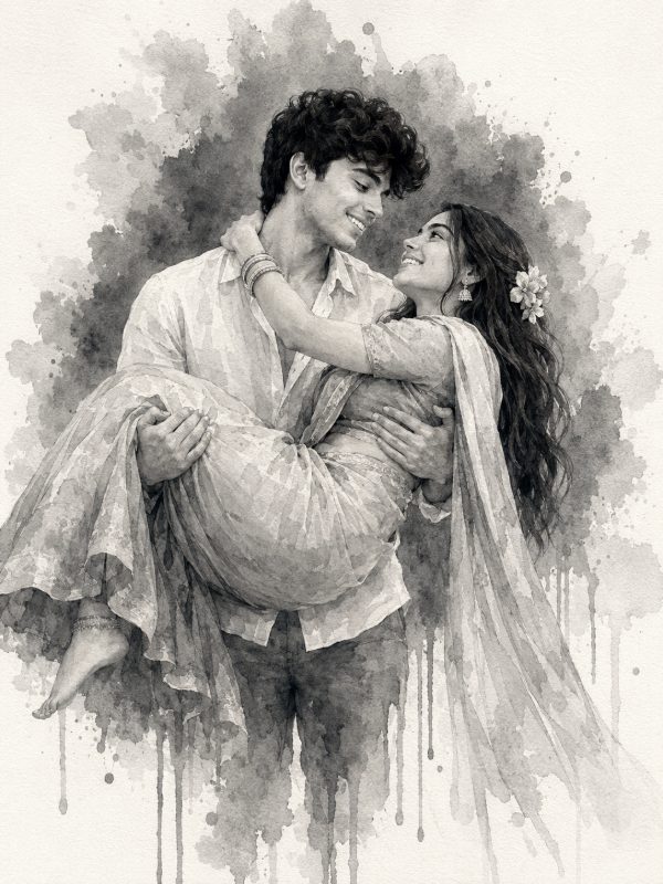 š¤ Monochrome Watercolor Love Portrait ā AI image prompt example generated with this prompt
