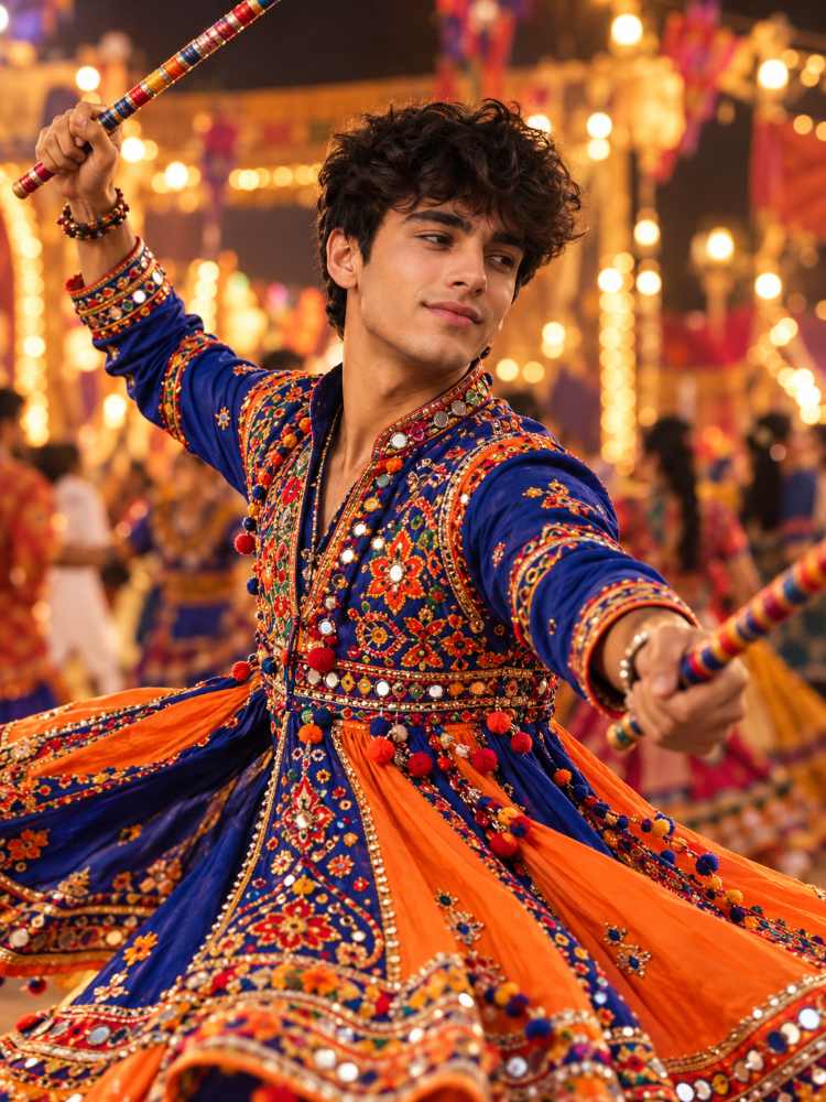 Ultra-Realistic Navratri Garba Dance AI Photo Prompt for Men