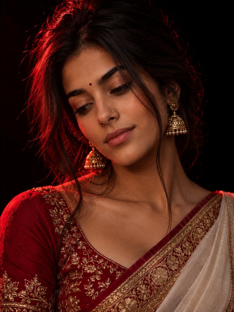 IMAX Crimson Noir – Ultra HD Indian Woman Cinematic Portrait