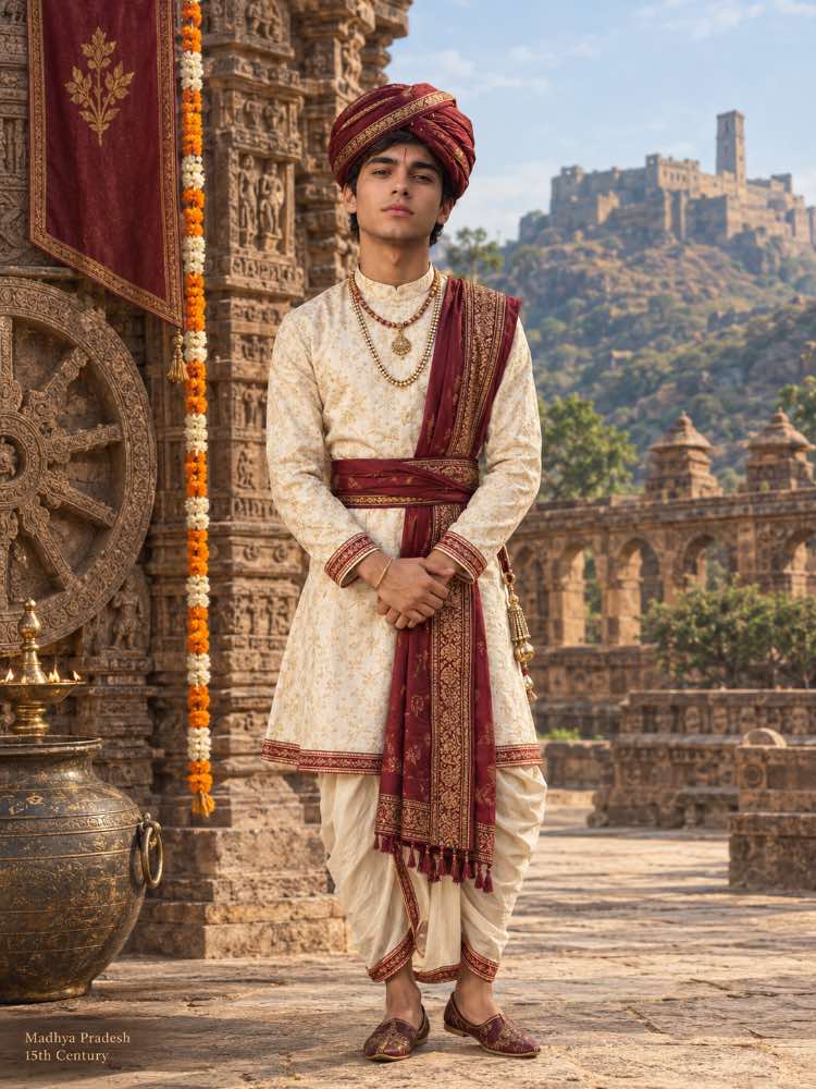 Madhya Pradesh Noble Boy in Traditional Royal Attire