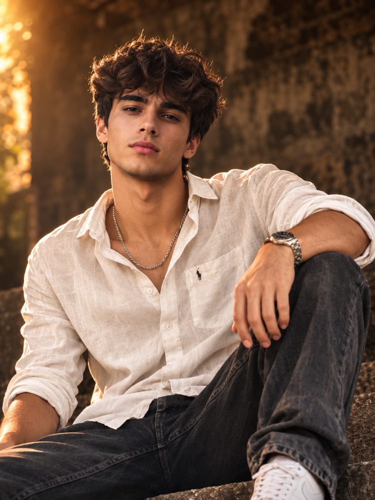✨ Cinematic Golden Hour Gentleman Portrait — AI image prompt example generated with this prompt