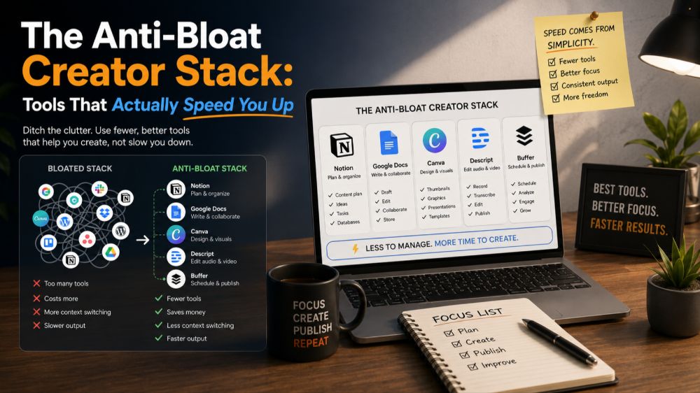 The Anti-Bloat Creator Stack: Tools That Actually Speed You Up